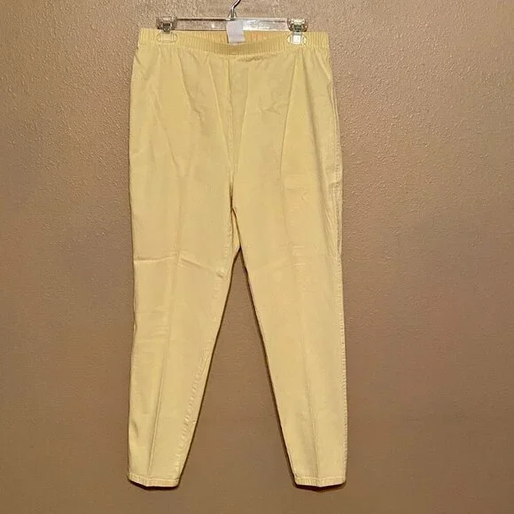 DENIM & CO Yellow pull-on Denim Stretch Jeans Elastic Waist Skinny Legs Size PXL - Picture 1 of 5